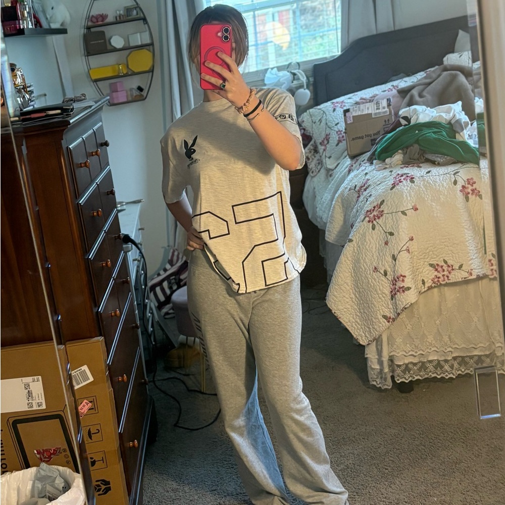 PLAYBOY Gray Graphic Tee